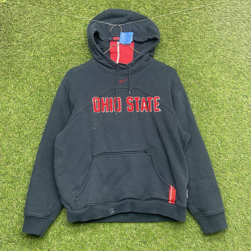 Ohio State Buckeyes Nike Hoodie Mens Small Black Sportswear OSU Zip Pocket RARE